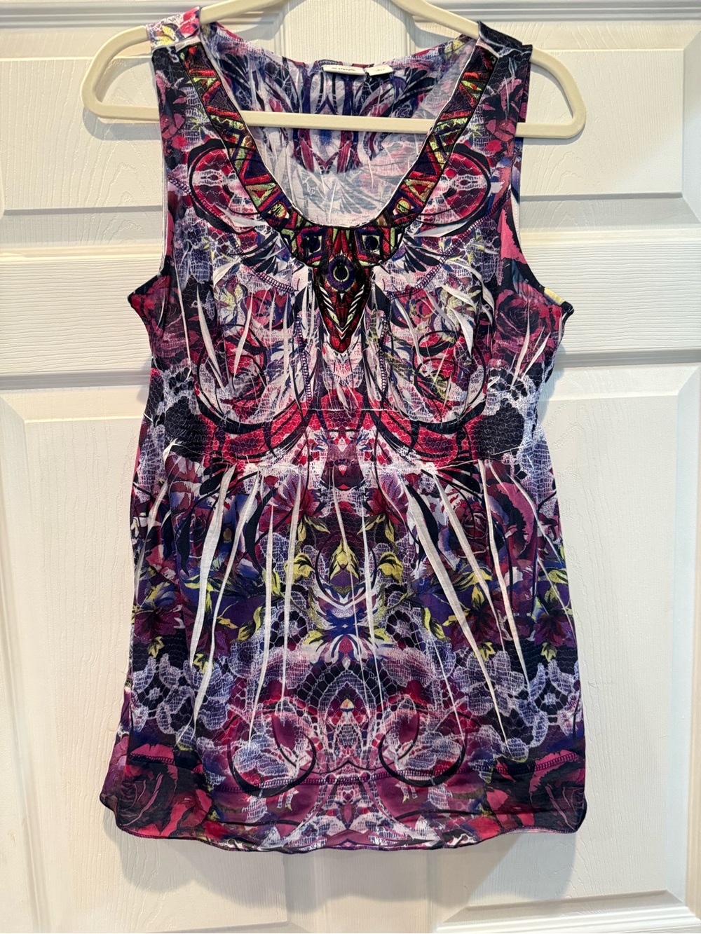 Cato’s Sleeveless Pink & Purple Printed Tank Top
